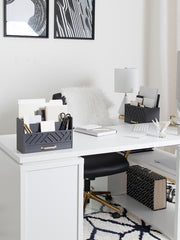 Load image into Gallery viewer, Grey Mail Organizer - Desktop Mail Holder with Drawer by Blu Monaco
