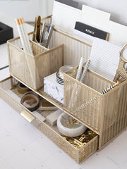 Load image into Gallery viewer, Gold Desk Organizer with Drawer
