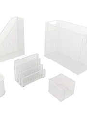 Load image into Gallery viewer, Fontvieille 5 Piece White Desk Organizer Set with Desktop Hanging File Organizer
