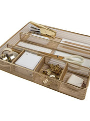 Load image into Gallery viewer, Blu Monaco Desk Drawer Organizer Tray for Office Organization - Gold Metal Large Drawer Organizer Bins - Desk Drawer Organizers and Accessories Tray Organizer
