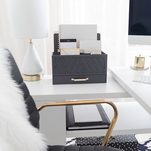 Grey Mail Organizer - Desktop Mail Holder with Drawer by Blu Monaco