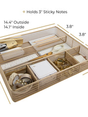 Load image into Gallery viewer, Blu Monaco Desk Drawer Organizer Tray for Office Organization - Gold Metal Large Drawer Organizer Bins - Desk Drawer Organizers and Accessories Tray Organizer