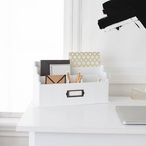 White Wooden Mail Organizer - 3 Tier with Label Holder