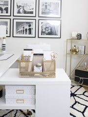 Load image into Gallery viewer, Gold Desk Organizer with Drawer
