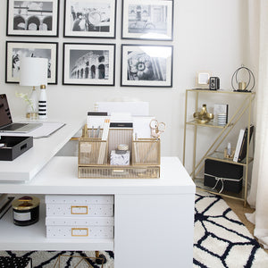Gold Desk Organizer with Drawer