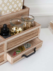 Load image into Gallery viewer, Natural Wood Mail Organizer with Pen Holder and Drawer
