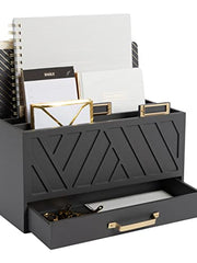 Load image into Gallery viewer, Grey Mail Organizer - Desktop Mail Holder with Drawer by Blu Monaco
