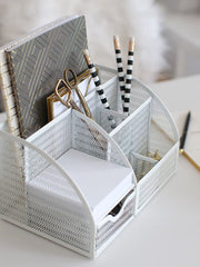Load image into Gallery viewer, Fontvieille Unique Metal White Desk Organizer with Drawer
