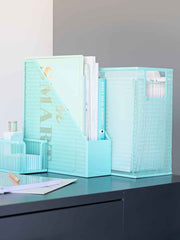 Load image into Gallery viewer, Fontvieille 5 Piece Aqua Desk Organizer Set with Desktop Hanging File Organizer
