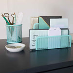 Load image into Gallery viewer, Fontvieille 5 Piece Aqua Desk Organizer Set with Desktop Hanging File Organizer
