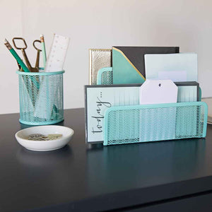 Fontvieille 5 Piece Aqua Desk Organizer Set with Desktop Hanging File Organizer