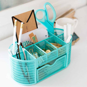 Load image into Gallery viewer, Fontvieille Aqua Desk Organizer with Drawer
