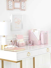 Load image into Gallery viewer, Fontvieille 5 Piece Pink Desk Organizer Set with Desktop Hanging File Organizer
