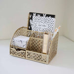 Load image into Gallery viewer, Riviera Designer Metal Desk Organizer with Drawer - Gold
