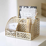 Load image into Gallery viewer, Riviera Designer Metal Desk Organizer with Drawer - Gold
