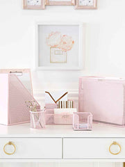 Load image into Gallery viewer, Fontvieille 5 Piece Pink Desk Organizer Set with Desktop Hanging File Organizer
