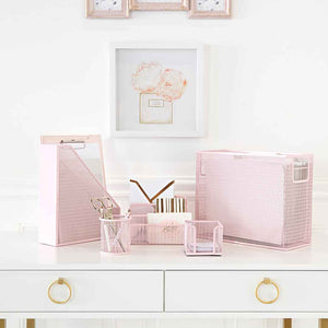 Load image into Gallery viewer, Fontvieille 5 Piece Pink Desk Organizer Set with Desktop Hanging File Organizer
