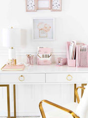 Load image into Gallery viewer, Fontvieille 5 Piece Pink Desk Organizer Set with Desktop Hanging File Organizer
