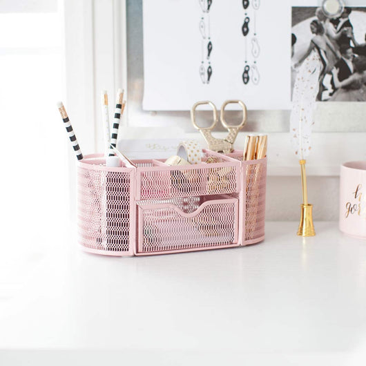 Fontvieille Pink Desk Organizer with Drawer