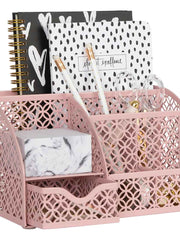 Load image into Gallery viewer, Riviera Designer Metal Desk Organizer with Drawer - Pink
