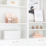 Load image into Gallery viewer, Riviera Designer Metal Desk Organizer with Drawer - Rose Gold
