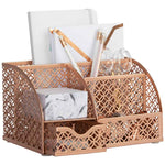 Load image into Gallery viewer, Riviera Designer Metal Desk Organizer with Drawer - Rose Gold

