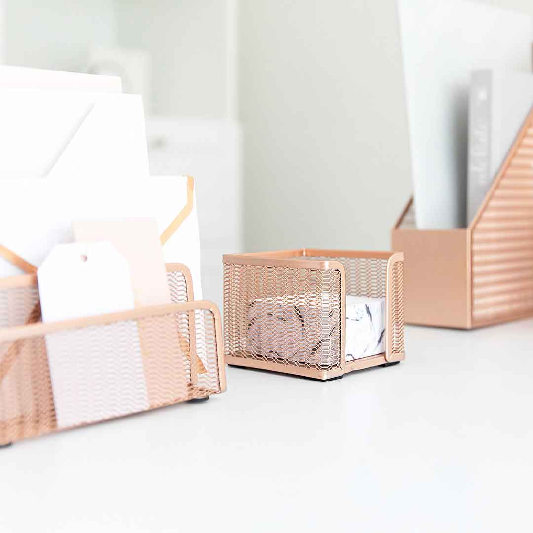 5-Piece Rose Gold Desk Organizer Set - Mindspace