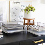 Load image into Gallery viewer, Stackable Paper Trays with Accessory Tray - 4 Tier - Silver Metal Mesh - Letter Size
