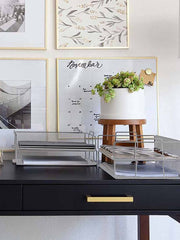 Load image into Gallery viewer, Stackable Paper Trays with Accessory Tray - 4 Tier - Silver Metal Mesh - Letter Size
