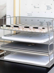 Load image into Gallery viewer, Stackable Paper Trays with Accessory Tray - 4 Tier - Silver Metal Mesh - Letter Size
