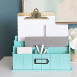 Load image into Gallery viewer, Teal Wooden Mail Organizer - 3 Tier with Label Holder
