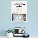 Load image into Gallery viewer, Wall Mount Mail Organizer with Note Clip - White Wood with Black Metal Basket
