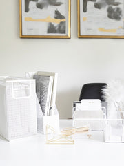 Load image into Gallery viewer, Fontvieille 5 Piece White Desk Organizer Set with Desktop Hanging File Organizer
