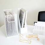 Load image into Gallery viewer, Fontvieille 5 Piece White Desk Organizer Set with Desktop Hanging File Organizer
