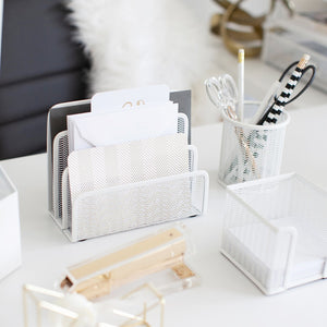 Load image into Gallery viewer, Fontvieille 5 Piece White Desk Organizer Set with Desktop Hanging File Organizer
