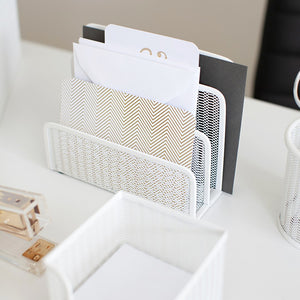 Fontvieille 5 Piece White Desk Organizer Set with Desktop Hanging File Organizer