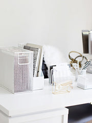 Load image into Gallery viewer, Fontvieille 5 Piece White Desk Organizer Set with Desktop Hanging File Organizer
