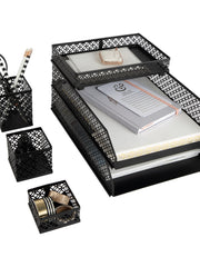Load image into Gallery viewer, Riviera 6 Piece Black Interlocking Desk Organizer Set
