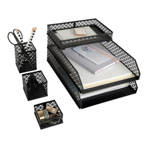 Load image into Gallery viewer, Riviera 6 Piece Black Interlocking Desk Organizer Set
