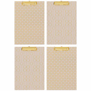 Load image into Gallery viewer, Set of 4 Decorative Clipboards with Light Pink Patterns and Gold Foil
