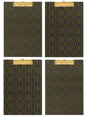 Load image into Gallery viewer, Set of 4 Decorative Clipboards with Dark Geometric Patterns and Gold foil
