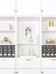 Load image into Gallery viewer, Foldable Magazine File Holder with Gold Label Holder - Set of 4 - Floral and Black
