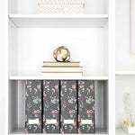 Load image into Gallery viewer, Foldable Magazine File Holder with Gold Label Holder - Set of 4 - Floral and Black
