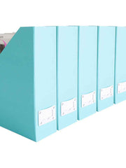 Load image into Gallery viewer, Foldable Magazine File Holder with Leather Label Holder - Set of 6 - Aqua
