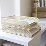 Load image into Gallery viewer, Riviera Stackable Gold Paper Tray - Set of 2 - Letter Size
