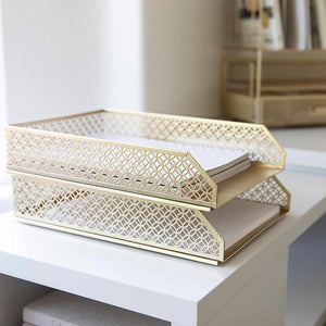 Riviera Stackable Gold Paper Tray - Set of 2 - Letter Size