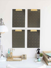 Load image into Gallery viewer, Set of 4 Decorative Clipboards with Dark Geometric Patterns and Gold foil
