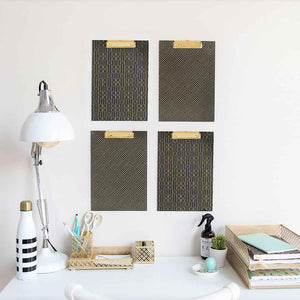 Set of 4 Decorative Clipboards with Dark Geometric Patterns and Gold foil
