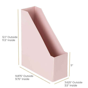 Foldable Magazine File Holder with Gold Label Holder - Set of 6 - Pink