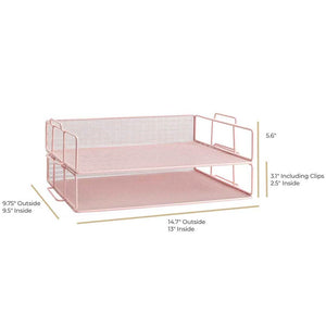 Fontvieille Stackable Pink Paper Tray - Set of 2 - Letter Size